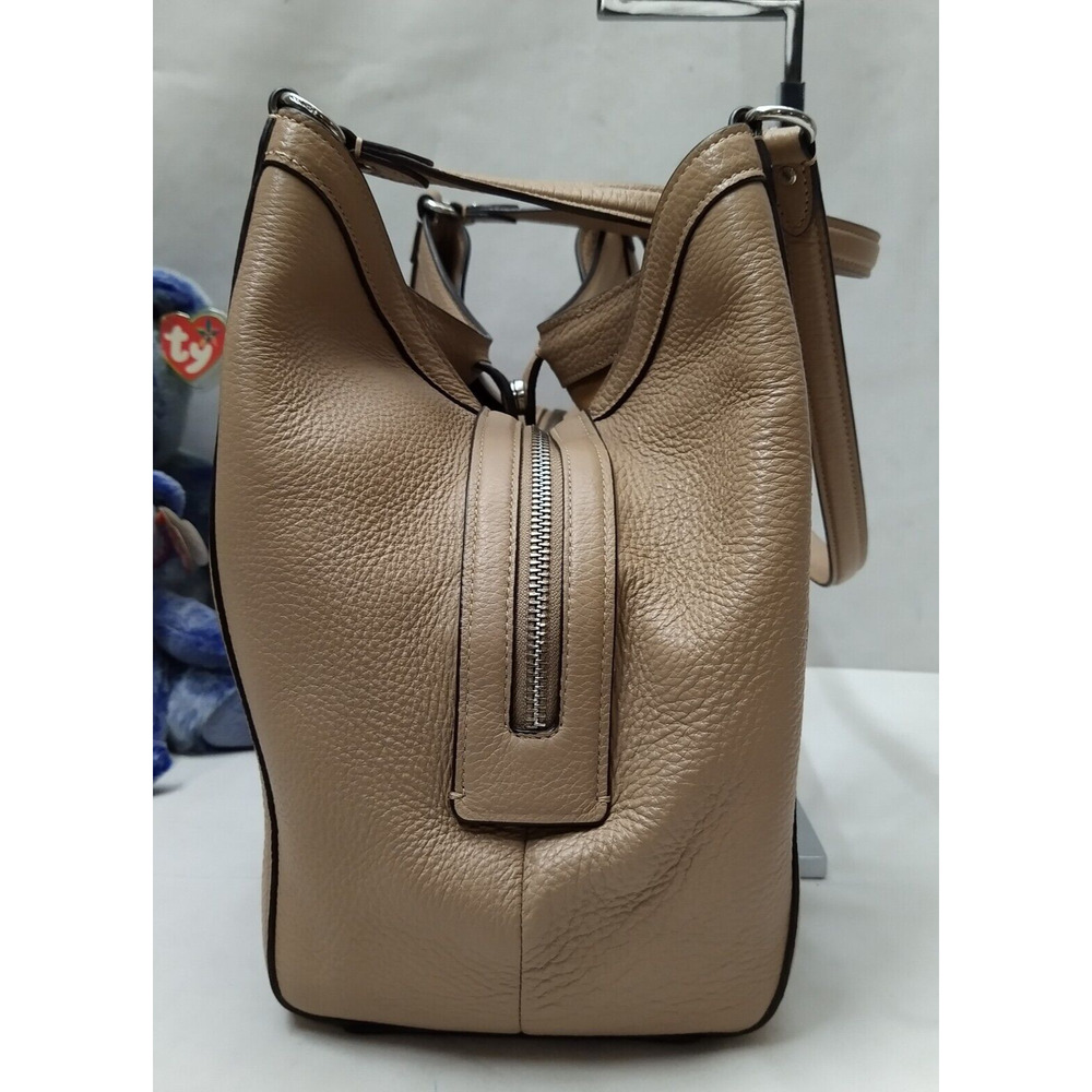 Coach Kristy Taupe Beige Pebble Leather Triple Compartment Shoulder Bag - Picture 3 of 16